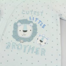 M15937: Baby "Cutest Little Brother" Cotton Sleepsuit (NB-3 Months)